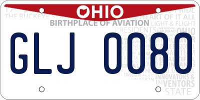 OH license plate GLJ0080