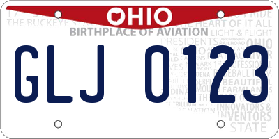 OH license plate GLJ0123