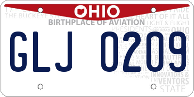 OH license plate GLJ0209