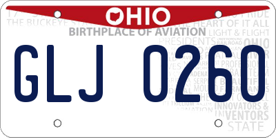 OH license plate GLJ0260