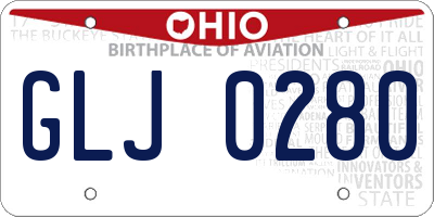 OH license plate GLJ0280