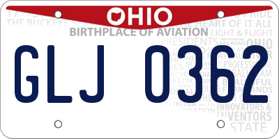 OH license plate GLJ0362