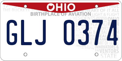 OH license plate GLJ0374
