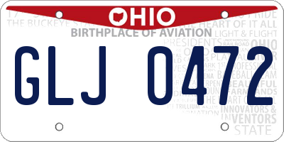 OH license plate GLJ0472