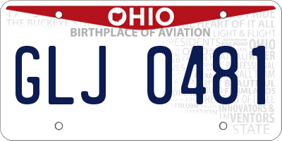 OH license plate GLJ0481