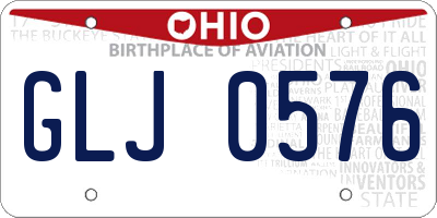 OH license plate GLJ0576