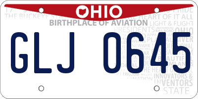 OH license plate GLJ0645