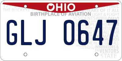 OH license plate GLJ0647