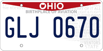 OH license plate GLJ0670