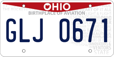 OH license plate GLJ0671