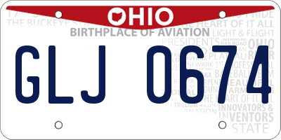 OH license plate GLJ0674