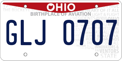 OH license plate GLJ0707