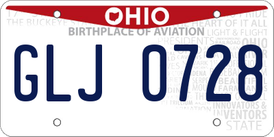 OH license plate GLJ0728