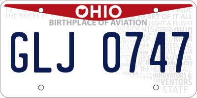 OH license plate GLJ0747