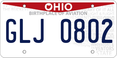 OH license plate GLJ0802