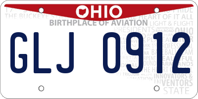 OH license plate GLJ0912