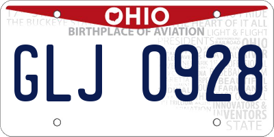 OH license plate GLJ0928