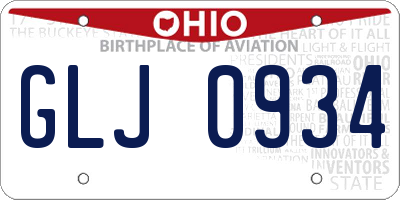 OH license plate GLJ0934