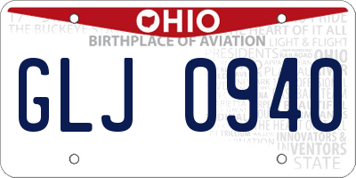 OH license plate GLJ0940