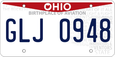 OH license plate GLJ0948