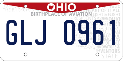 OH license plate GLJ0961