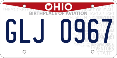 OH license plate GLJ0967