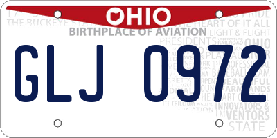 OH license plate GLJ0972
