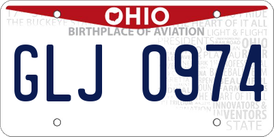 OH license plate GLJ0974