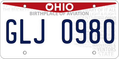 OH license plate GLJ0980