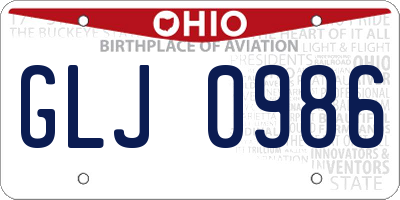OH license plate GLJ0986