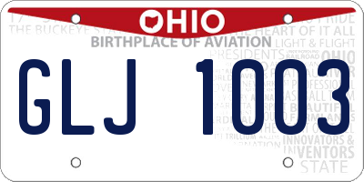 OH license plate GLJ1003