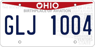 OH license plate GLJ1004