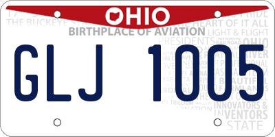 OH license plate GLJ1005