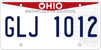 OH license plate GLJ1012