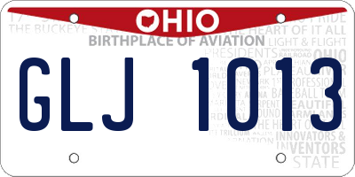 OH license plate GLJ1013