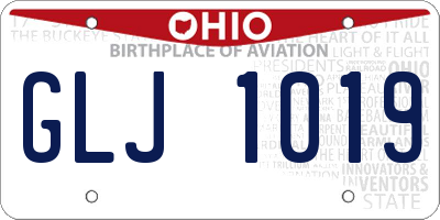 OH license plate GLJ1019