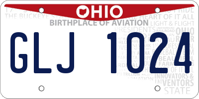 OH license plate GLJ1024