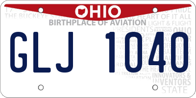 OH license plate GLJ1040