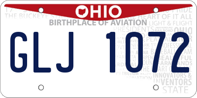 OH license plate GLJ1072