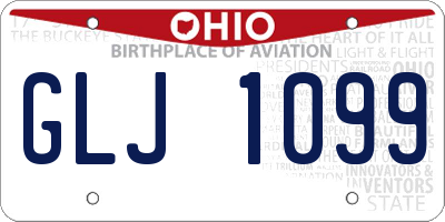OH license plate GLJ1099
