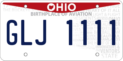 OH license plate GLJ1111
