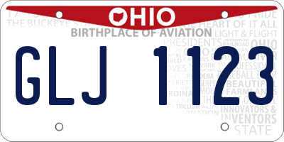 OH license plate GLJ1123