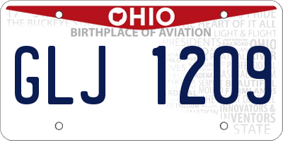 OH license plate GLJ1209