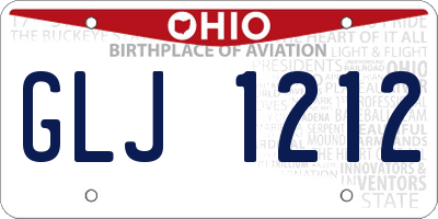 OH license plate GLJ1212