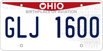 OH license plate GLJ1600