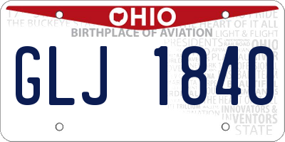 OH license plate GLJ1840