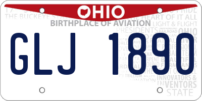 OH license plate GLJ1890