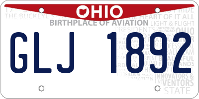 OH license plate GLJ1892