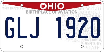 OH license plate GLJ1920