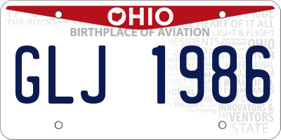 OH license plate GLJ1986